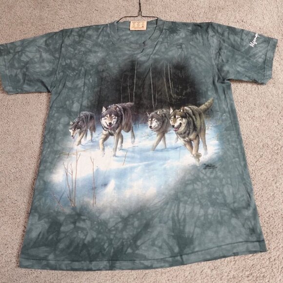 Vintage The Mountain Shirt Medium Blue Woolf Pack Algonquin Park 1999 - Picture 2 of 8